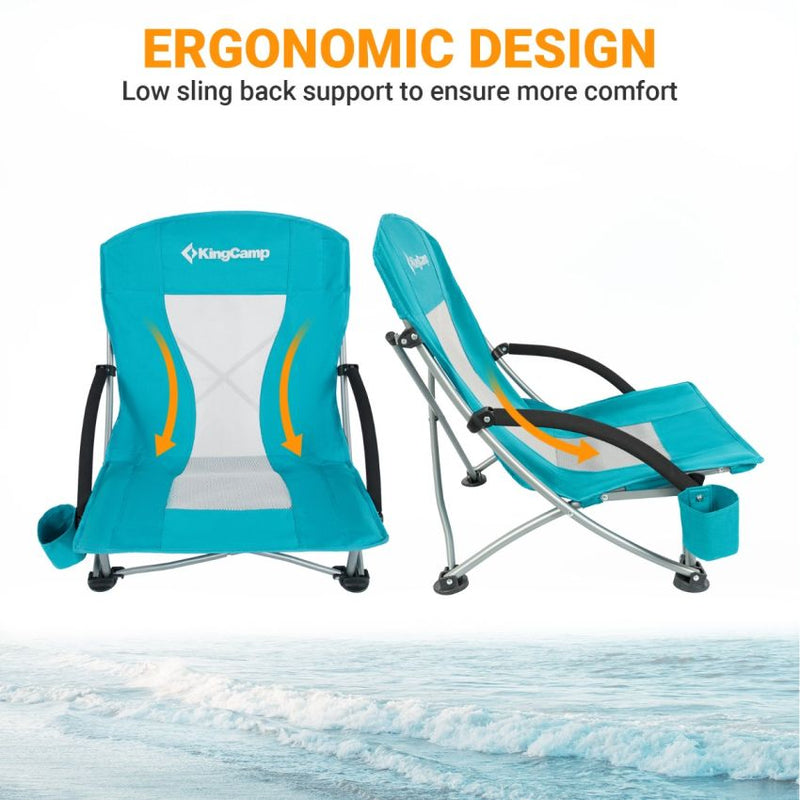 Cargue la imagen en el visor de la galería, KingCamp Low Back Lightweight Strong Stable Folding Beach Chair 2-piece Set