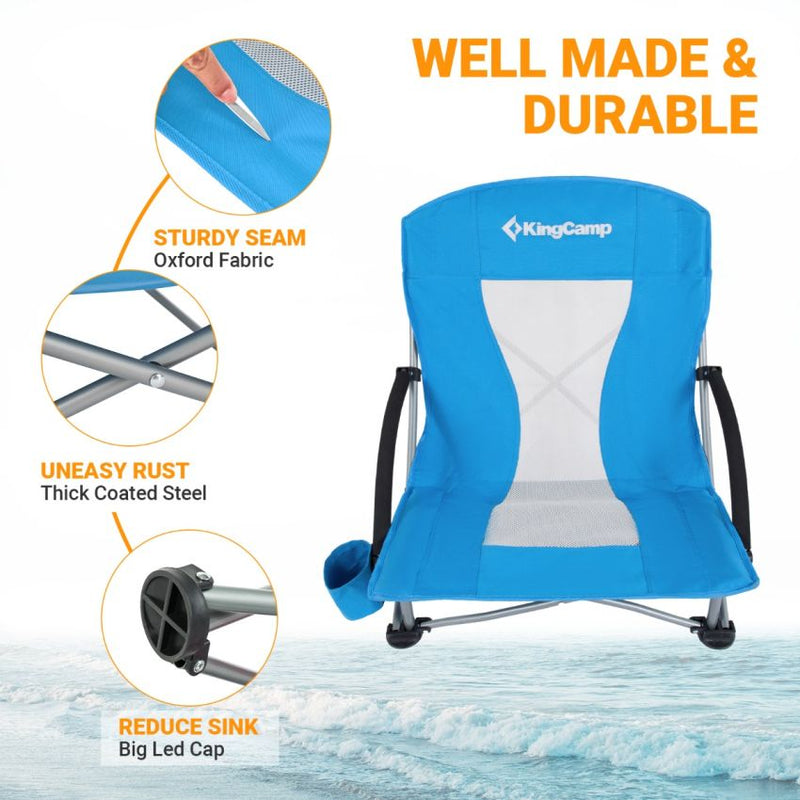 Cargue la imagen en el visor de la galería, KingCamp Low Back Lightweight Strong Stable Folding Beach Chair 2-piece Set