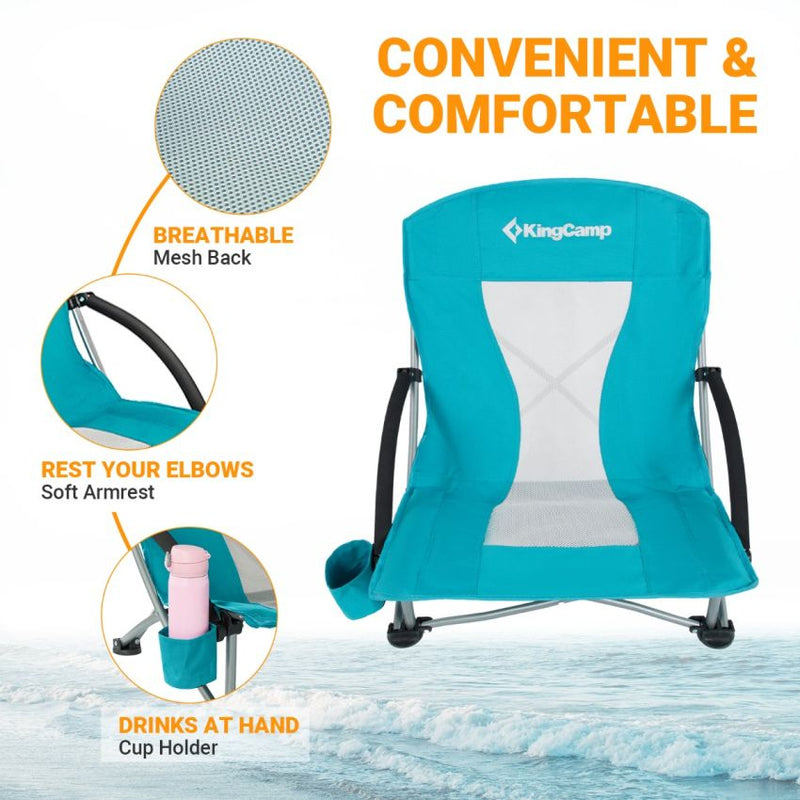Cargue la imagen en el visor de la galería, KingCamp Low Back Lightweight Strong Stable Folding Beach Chair 2-piece Set