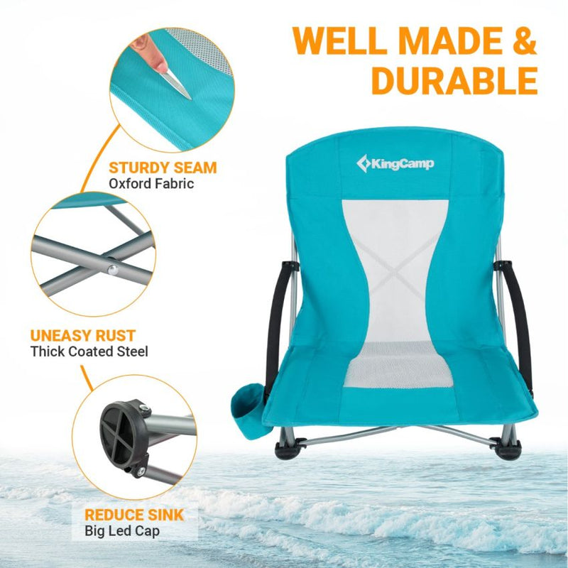 Cargue la imagen en el visor de la galería, KingCamp Low Back Lightweight Strong Stable Folding Beach Chair 2-piece Set