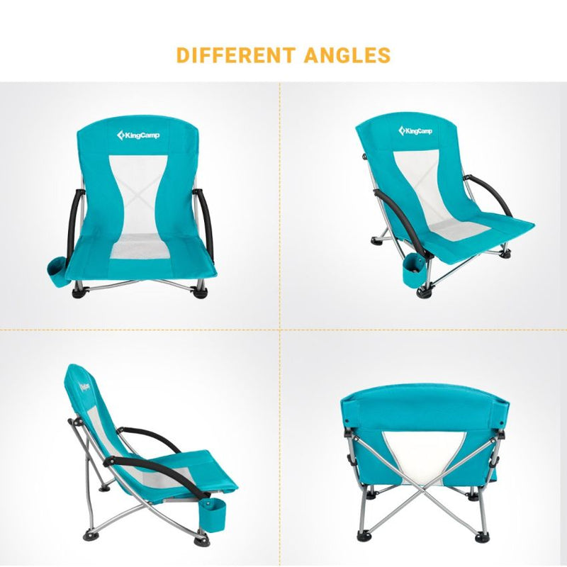 Cargue la imagen en el visor de la galería, KingCamp Low Back Lightweight Strong Stable Folding Beach Chair 2-piece Set