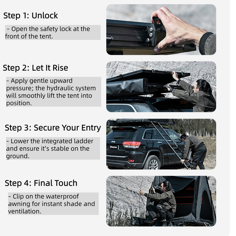 Cargue la imagen en el visor de la galería, KingCamp ENDLESS 8 Rooftop Tent – 3‑Second Set‑Up, Ultra‑Thin 8cm Hard Shell, Waterproof & Lightweight for SUV/Truck Overlanding