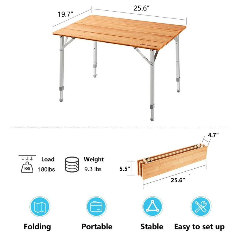 Load image into Gallery viewer, KingCamp 4-Folding Bamboo Table for 2-3 Person