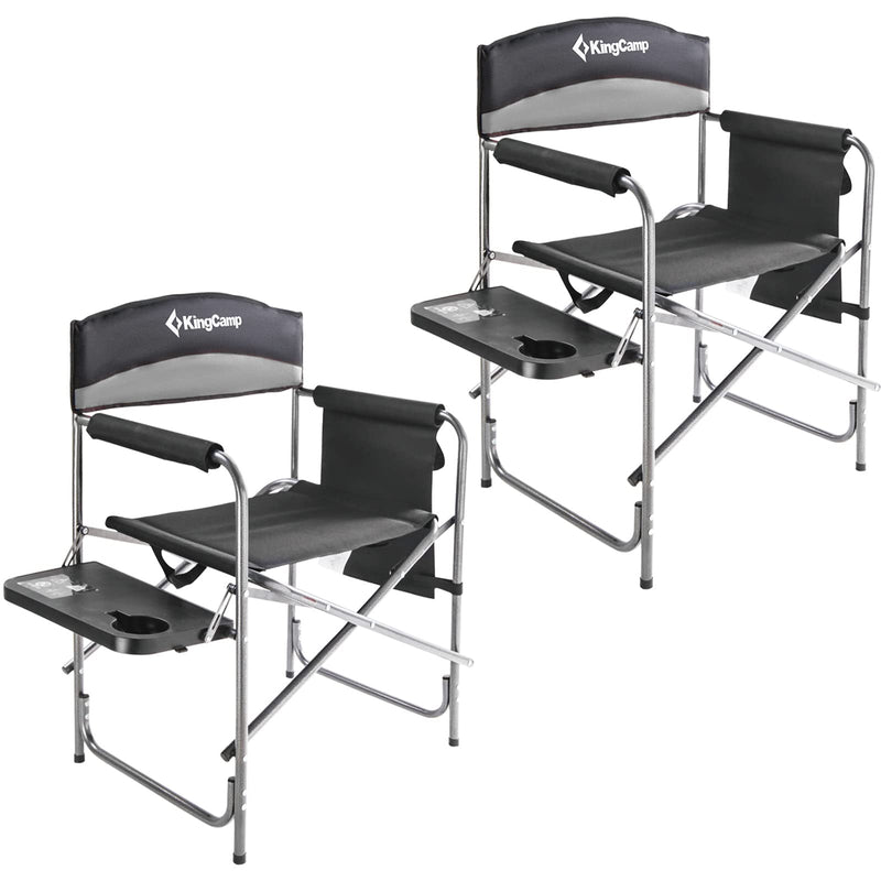 Load image into Gallery viewer, KingCamp ASH B10 Heavy Duty Director's Chair | Oversized 396lb Capacity Camping Chair with Foldable Side Table & Detachable Pocket, Padded Seat for Big & Tall Adults, One-Step Fold for Tailgating & Lawn