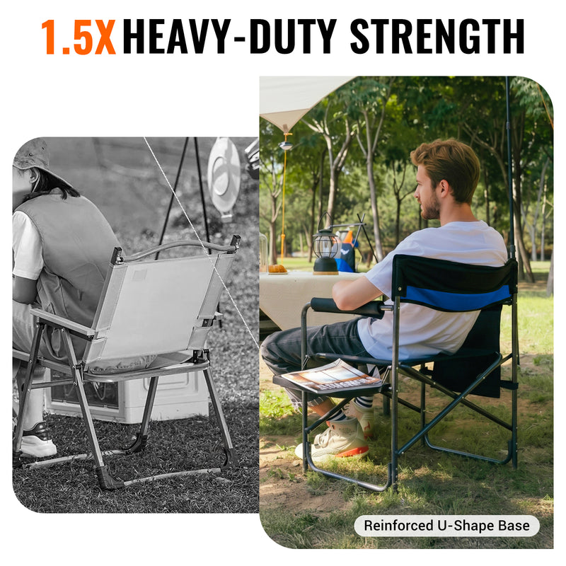Load image into Gallery viewer, KingCamp ASH B10 Heavy Duty Director's Chair | Oversized 396lb Capacity Camping Chair with Foldable Side Table & Detachable Pocket, Padded Seat for Big & Tall Adults, One-Step Fold for Tailgating & Lawn