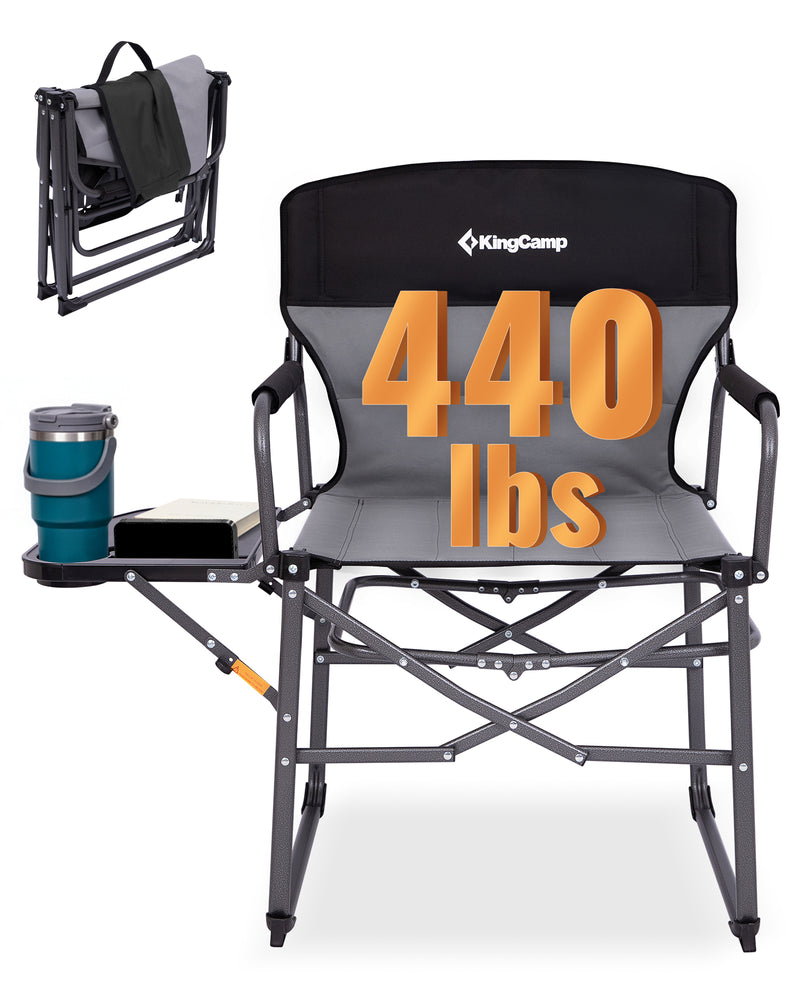 Load image into Gallery viewer, KingCamp ASH C30 Oversized Director's Camp Chair with Side Table | Heavy Duty Folding Chair, 440 lb Capacity, Extra Wide Seat for Camping, Beach & Backyard