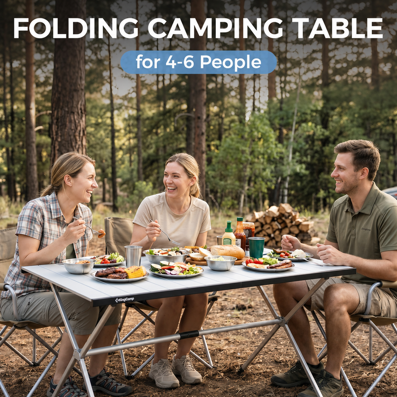 Load image into Gallery viewer, KingCamp AluVenture Aluminum Camping Table, Heavy Duty Roll Top Folding Camp Table with Adjustable Feet & Carry Bag