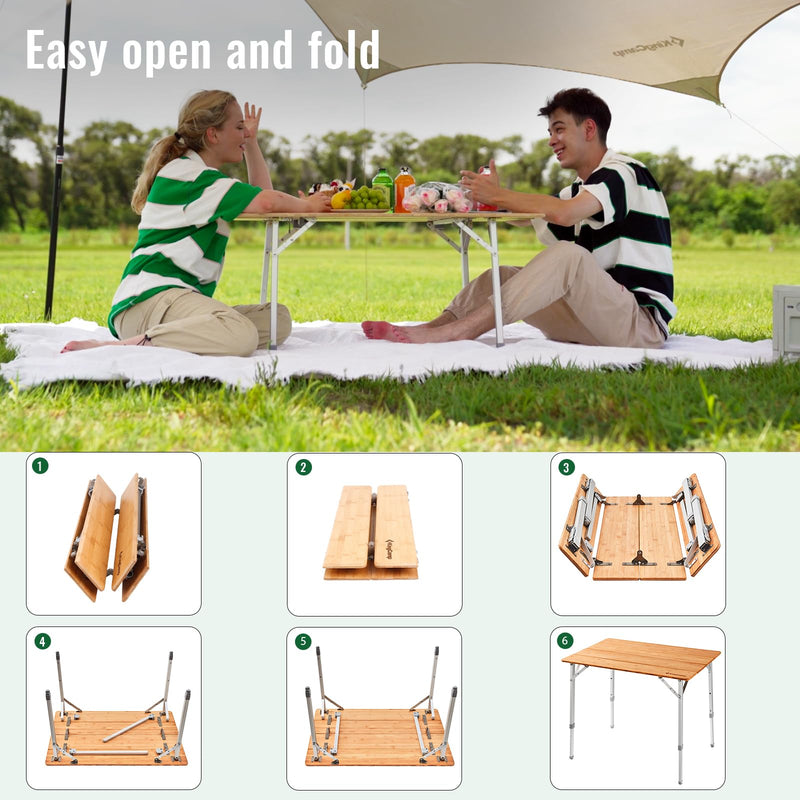 Load image into Gallery viewer, KingCamp BAMBOO 4-Folding Bamboo Table L