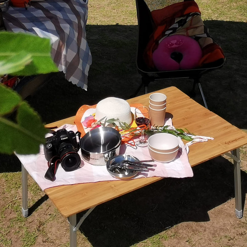 Load image into Gallery viewer, KingCamp Large 4-Folding Bamboo Table for 4-6 Person