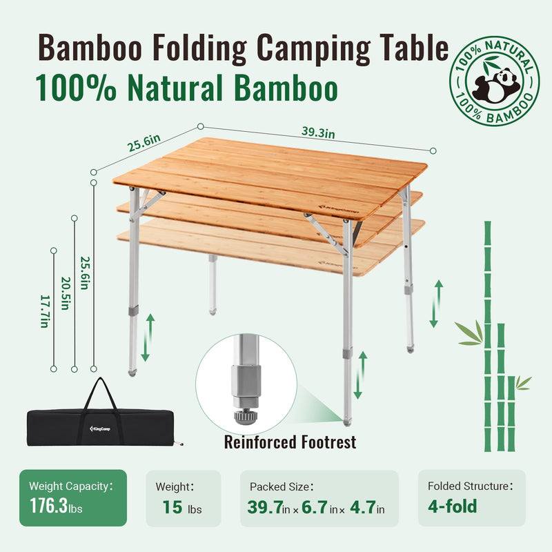 Load image into Gallery viewer, KingCamp BAMBOO 4-Folding Bamboo Table L