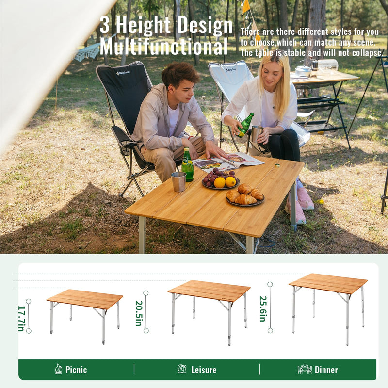 Load image into Gallery viewer, KingCamp BAMBOO 4-Folding Bamboo Table L