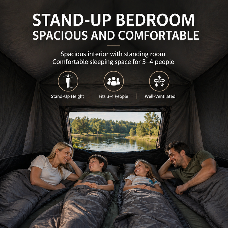 Load image into Gallery viewer, KingCamp BOUNDLESS X3 PRO Bedroom | Expandable Sleeping Attachment for SUV Tent, 3-4 Person Waterproof Shelter with Stand-Up Height, Connects via Zipper