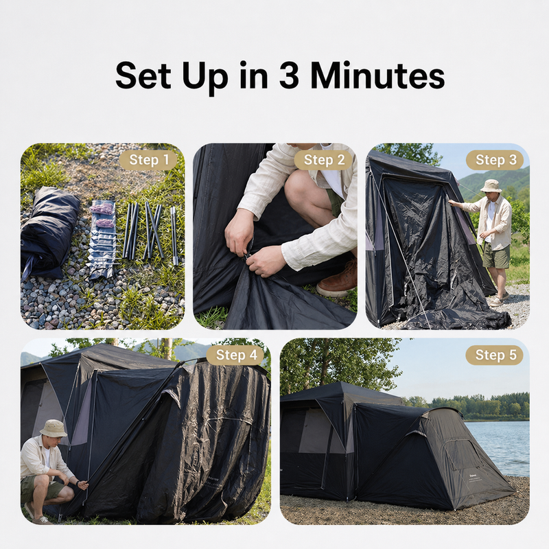 Load image into Gallery viewer, KingCamp BOUNDLESS X3 PRO Bedroom | Expandable Sleeping Attachment for SUV Tent, 3-4 Person Waterproof Shelter with Stand-Up Height, Connects via Zipper