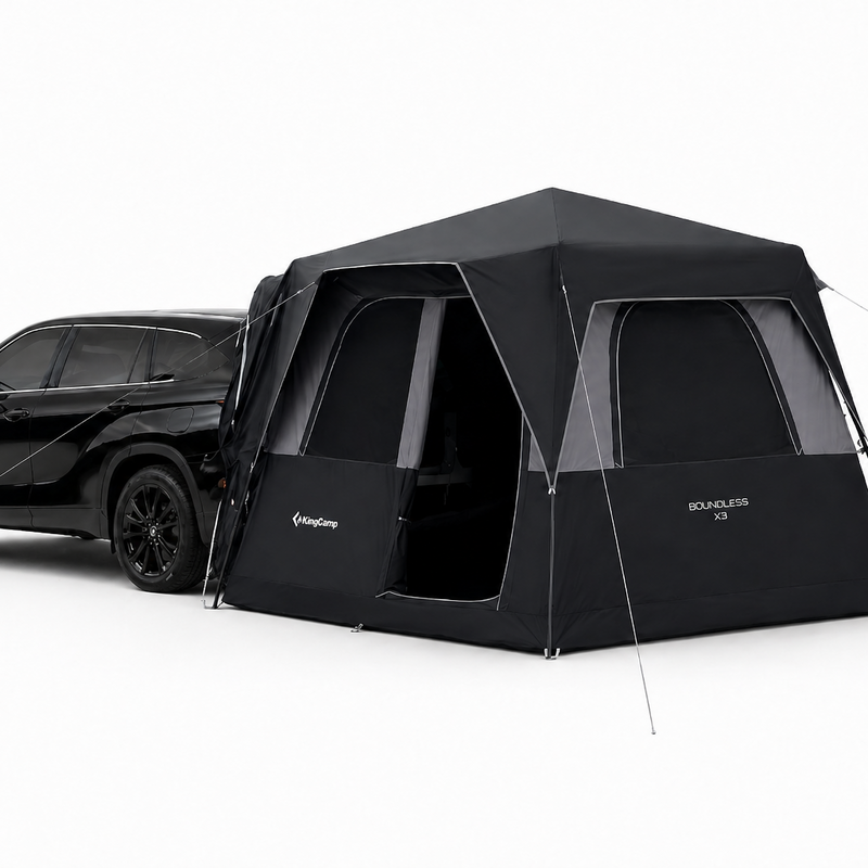 Load image into Gallery viewer, KingCamp BOUNDLESS X3 SUV Tent with Movie Screen | 5-6 Person Quick-Setup Car Camping Tent with Vehicle Connection, 9.2' x 9.2' Spacious Interior, Waterproof for Family Camping & Tailgating