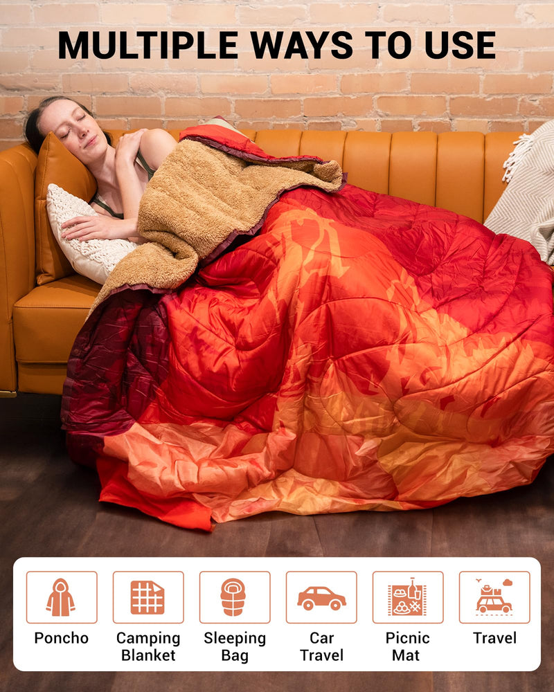 Load image into Gallery viewer, KingCamp Large Sherpa & Water-Resistant Picnic Blanket can be Use As PONCHO Sleeping Bags Picnic Mat