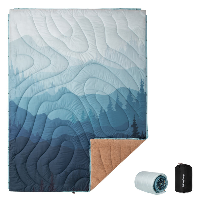 Load image into Gallery viewer, KingCamp Boho Printed Wearable Camping Blanket Lake Cyan Large Sherpa & Water-Resistant Picnic Blanket for Outdoor Concerts, Beach & Travel