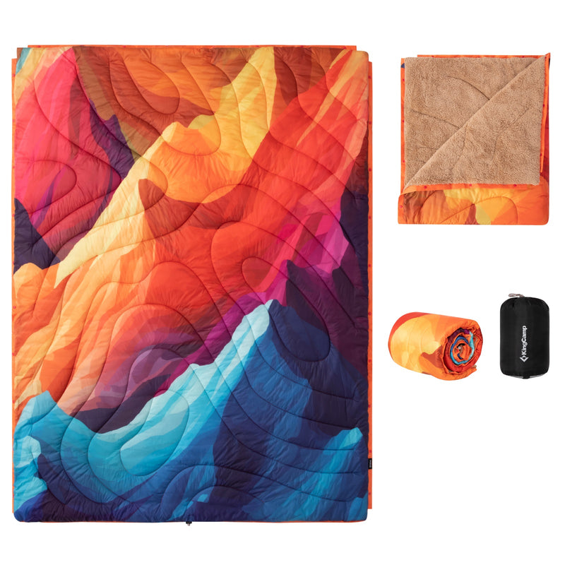 Load image into Gallery viewer, KingCamp Boho Printed Wearable Camping Blanket Large Sherpa & Water-Resistant Picnic Blanket for Outdoor Concerts, Beach & Travel Glacier Peak