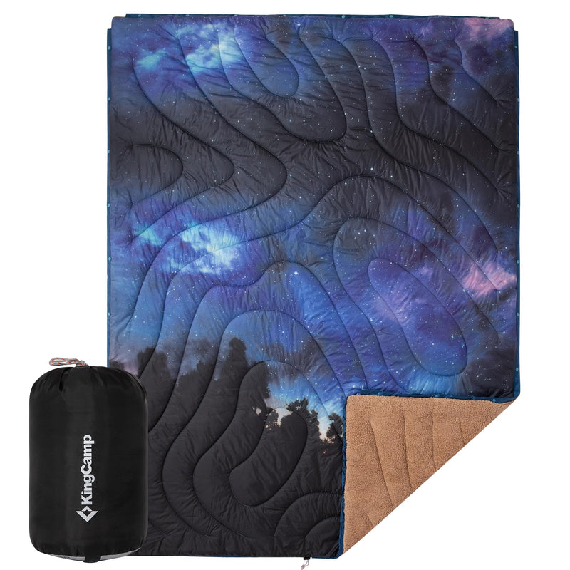 Load image into Gallery viewer, KingCamp Ultralight Camping Blanket, Packable Down Alternative Puffy Printed Wearable Blanket with Snap Buttons & Corner Loops Weatherproof Quilt for Outdoor Travel Stadium