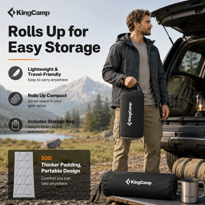 Load image into Gallery viewer, KingCamp CAMP PAD 500 Camping Cot Pad, Thick Quilted Sleeping Mat with Elastic Straps, Machine Washable, 75" x 25"
