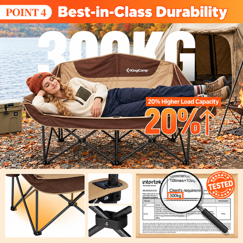Load image into Gallery viewer, KingCamp CANNA C20 PLUS Heated Camping Loveseat, 2-Person Folding Chair with 4 Heating Zones, 3 Heat Settings & Dual Cup Holders