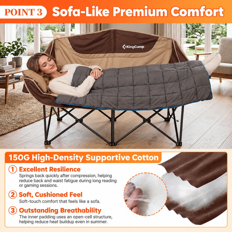 Load image into Gallery viewer, KingCamp CANNA C20 PLUS Heated Camping Loveseat, 2-Person Folding Chair with 4 Heating Zones, 3 Heat Settings & Dual Cup Holders