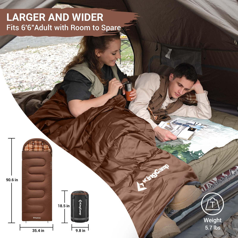 Load image into Gallery viewer, KingCamp CLOUDY 400 Cold Weather Sleeping Bag for Adults - 4-Season, Wide, Waterproof, Converts to Double