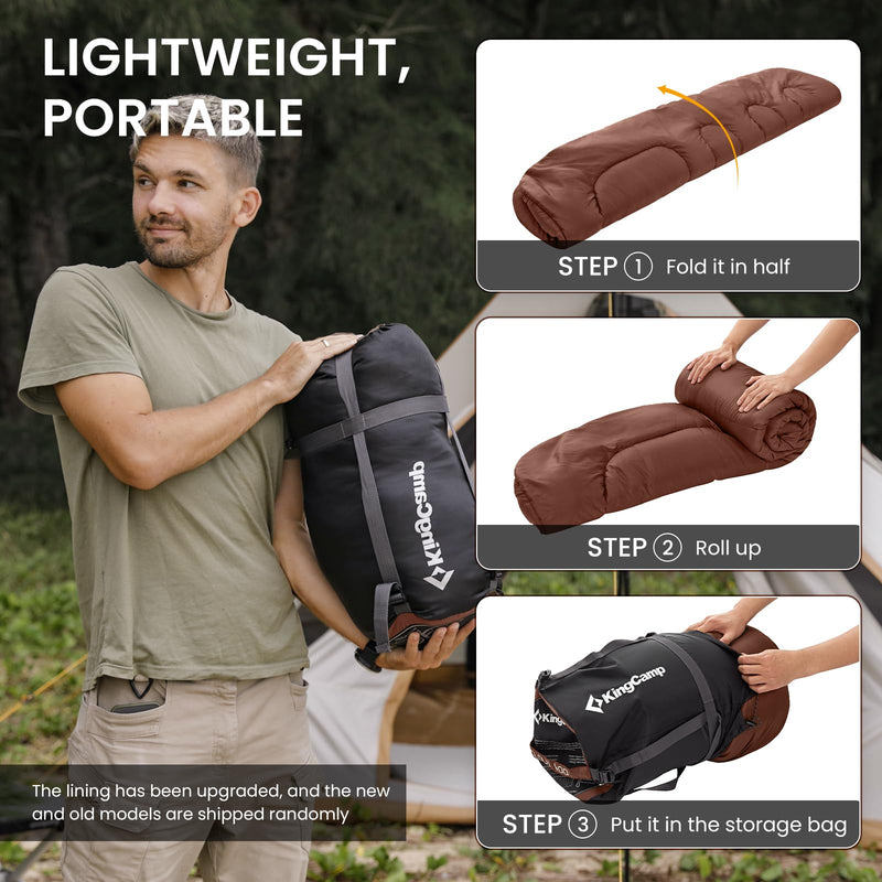 Load image into Gallery viewer, KingCamp CLOUDY 400 Cold Weather Sleeping Bag for Adults - 4-Season, Wide, Waterproof, Converts to Double