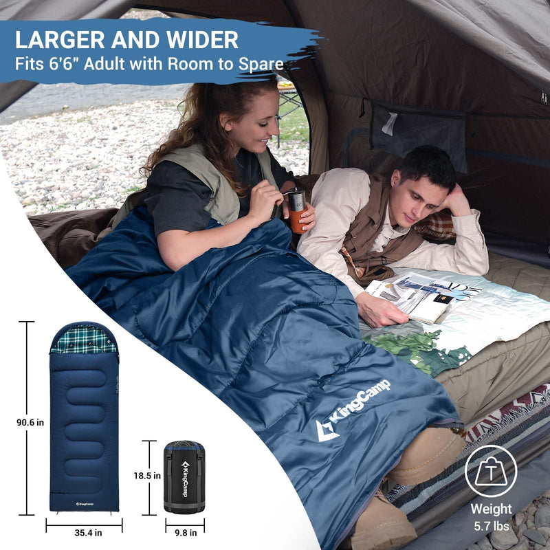 Load image into Gallery viewer, KingCamp CLOUDY 400 Cold Weather Sleeping Bag for Adults - 4-Season, Wide, Waterproof, Converts to Double