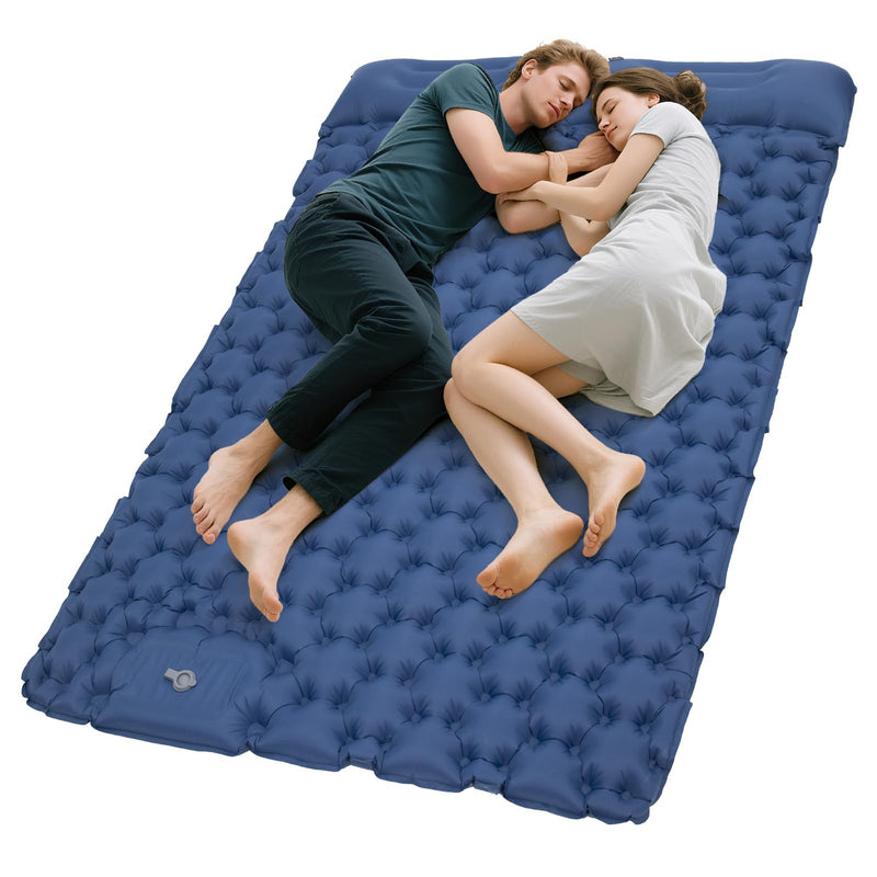 Load image into Gallery viewer, KingCamp COMFORT DUO 9 Double Air Pad | 2-Person Inflatable Camping Mattress with Built-In Foot Pump & Pillows, 3.5" Thick Connectable Sleep Pad for Couples, Car Camping & Guests