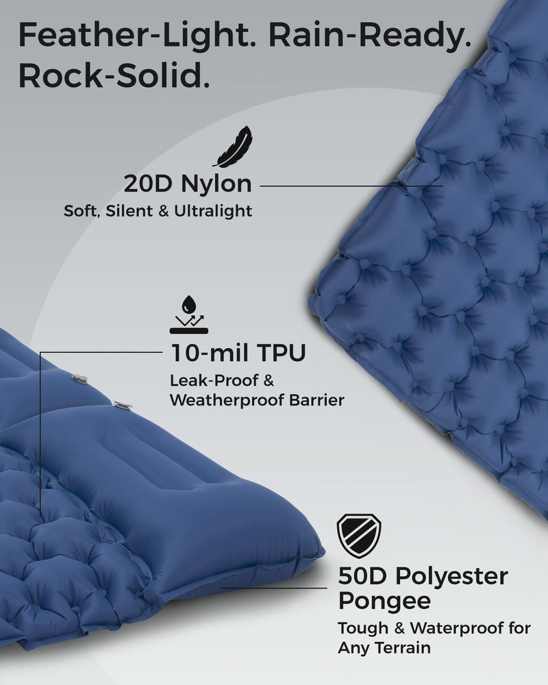 Load image into Gallery viewer, KingCamp COMFORT DUO 9 Double Air Pad | 2-Person Inflatable Camping Mattress with Built-In Foot Pump & Pillows, 3.5" Thick Connectable Sleep Pad for Couples, Car Camping & Guests