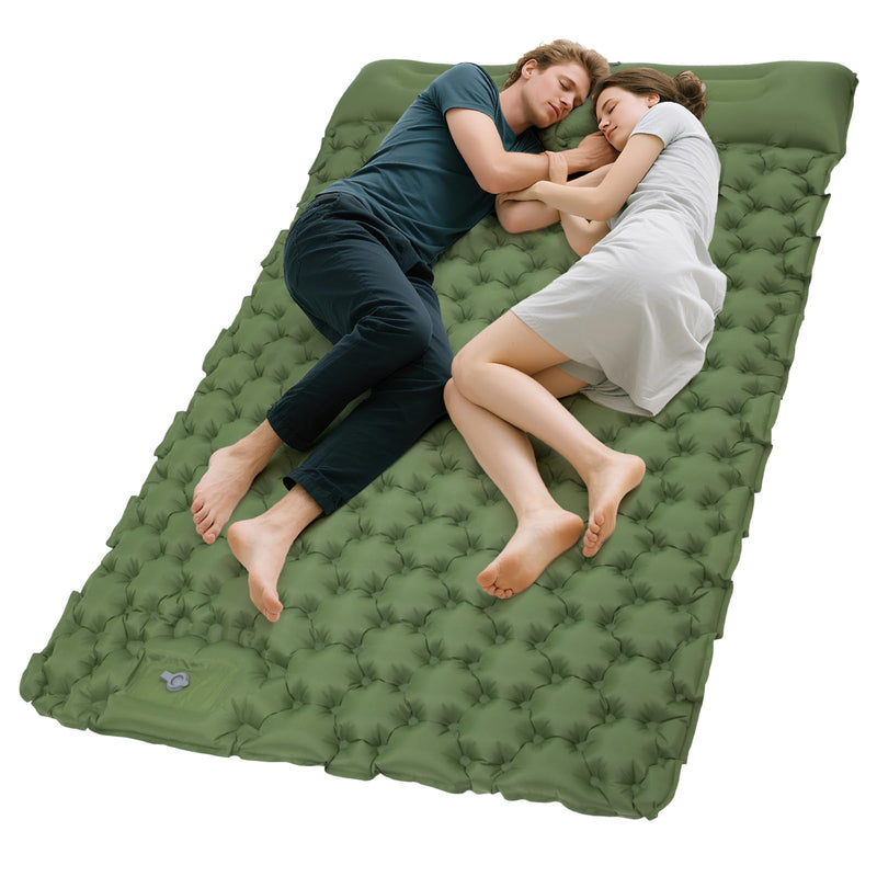 Load image into Gallery viewer, KingCamp COMFORT DUO 9 Double Air Pad | 2-Person Inflatable Camping Mattress with Built-In Foot Pump & Pillows, 3.5" Thick Connectable Sleep Pad for Couples, Car Camping & Guests