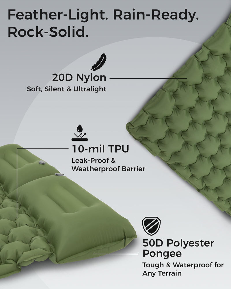 Load image into Gallery viewer, KingCamp COMFORT DUO 9 Double Air Pad | 2-Person Inflatable Camping Mattress with Built-In Foot Pump & Pillows, 3.5" Thick Connectable Sleep Pad for Couples, Car Camping & Guests