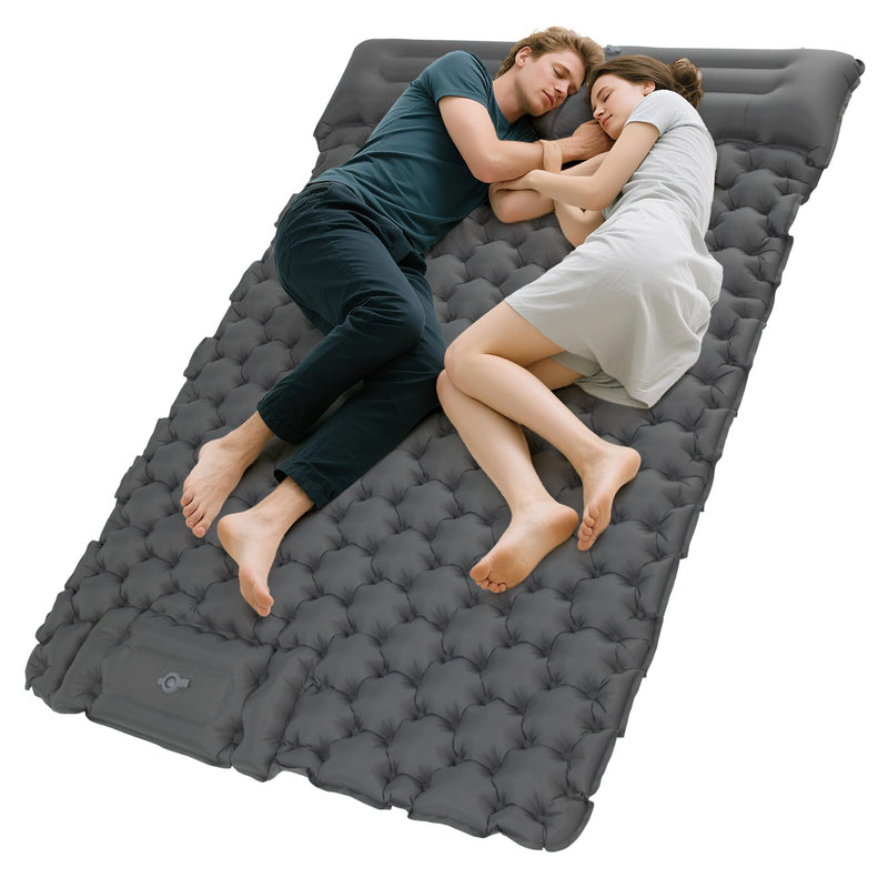 Load image into Gallery viewer, KingCamp COMFORT DUO 9 Double Air Pad | 2-Person Inflatable Camping Mattress with Built-In Foot Pump & Pillows, 3.5" Thick Connectable Sleep Pad for Couples, Car Camping & Guests
