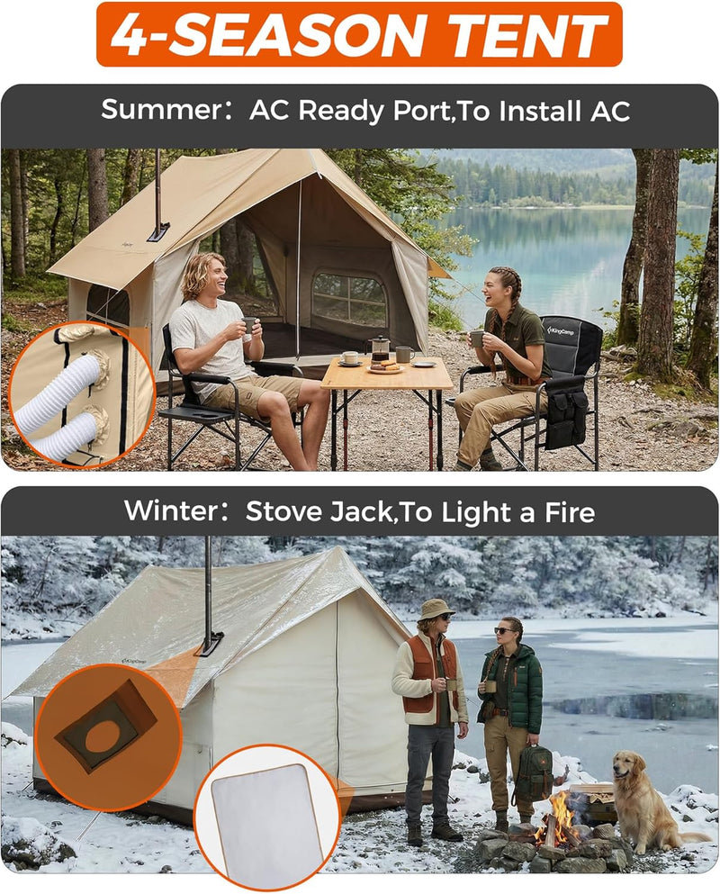Load image into Gallery viewer, KingCamp Canvas Hot Tent with Stove Jack | 5-6 Person 4-Season Cabin Tent, Waterproof Windproof Family Camping Shelter