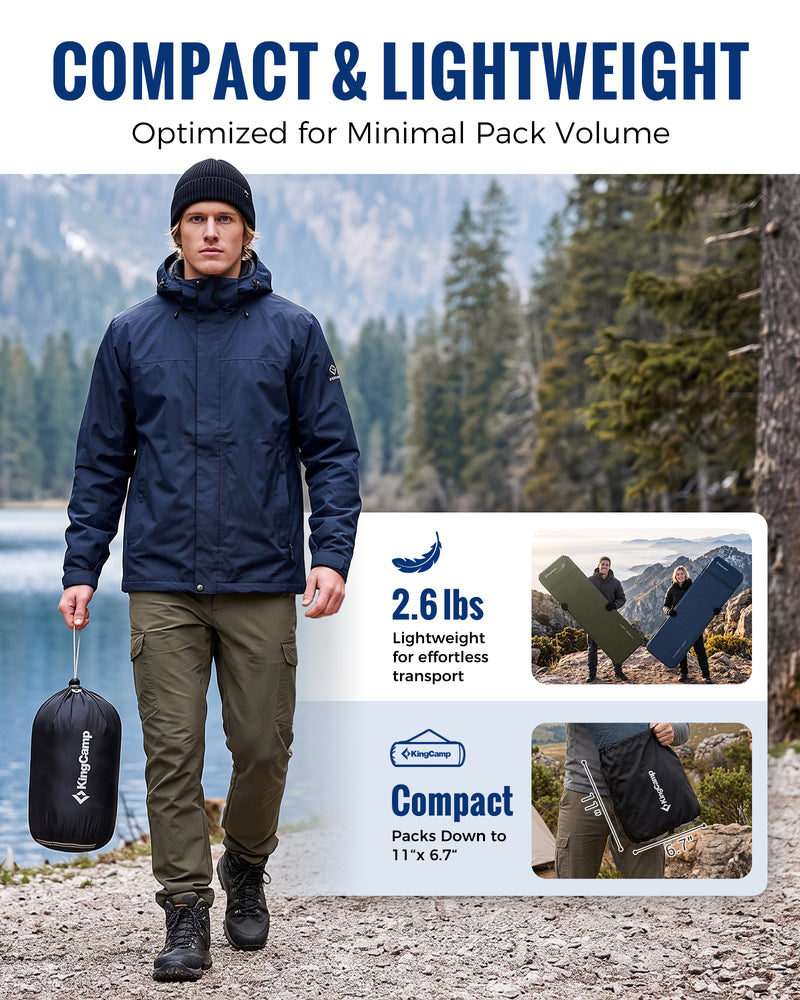 Load image into Gallery viewer, KingCamp Classic Light Self-Inflating Sleeping Pad – 2in Thick, Built-in Pillow, Compact for Backpacking & Camping