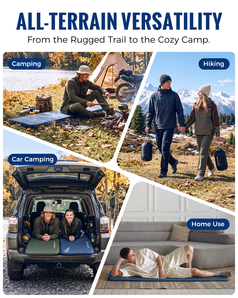 Load image into Gallery viewer, KingCamp Classic Light Self-Inflating Sleeping Pad – 2in Thick, Built-in Pillow, Compact for Backpacking & Camping