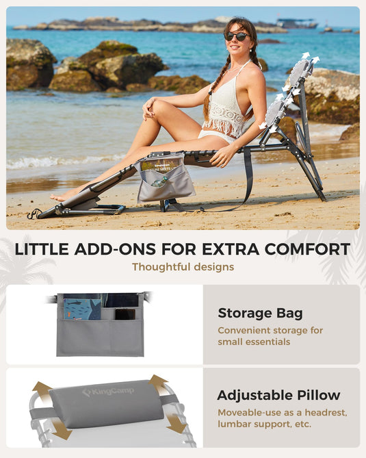 KingCamp Comfort Backpack Chaise Lounge with Face Hole and Pillow
