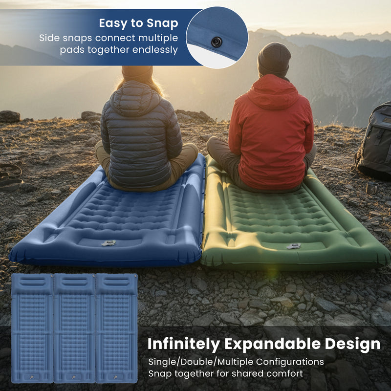 Load image into Gallery viewer, KingCamp DELUXE 12 Inflatable Sleeping Pad Navy– Built‑In Foot Pump & Pillow, Lightweight Camping Mat