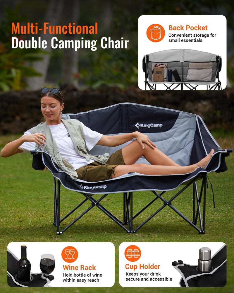 Load image into Gallery viewer, KingCamp Double Camping Loveseat Black_Grey