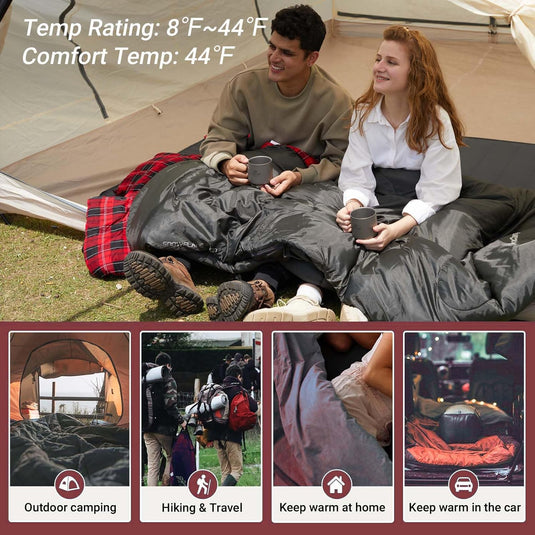 KingCamp Double Flannel Sleeping Bag with two Pillows
