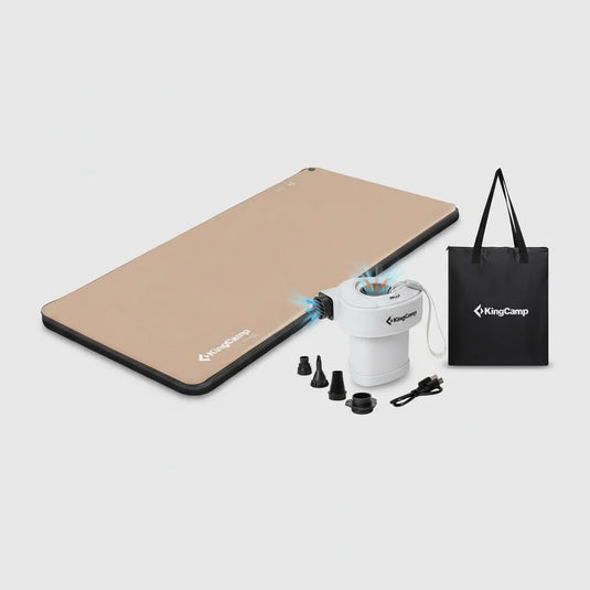 KingCamp Extra-Wide Sleeping Pad & Quick-Fill Electric Pump Bundle – Ultra-Lightweight, PVC-Free Camping Mattress with Fast Inflation