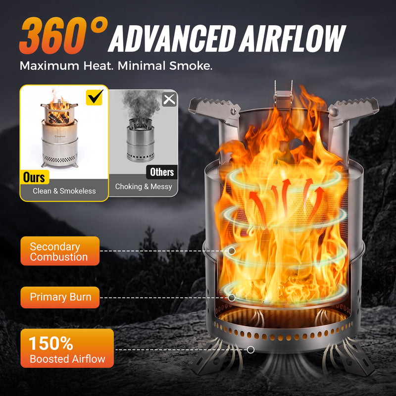 Load image into Gallery viewer, KingCamp FIREWOOD M Folding Wood Stove, Portable Stainless Steel Campfire Stove for Camping, BBQ, Cooking & Boiling Water