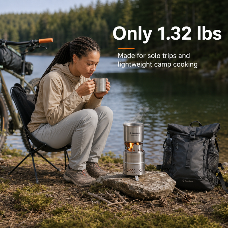 Laden Sie das Bild in Galerie -Viewer, KingCamp FIREWOOD S Mini Folding Wood Stove, Ultralight Stainless Steel Camp Stove for Solo Camping, Hiking & Outdoor Cooking