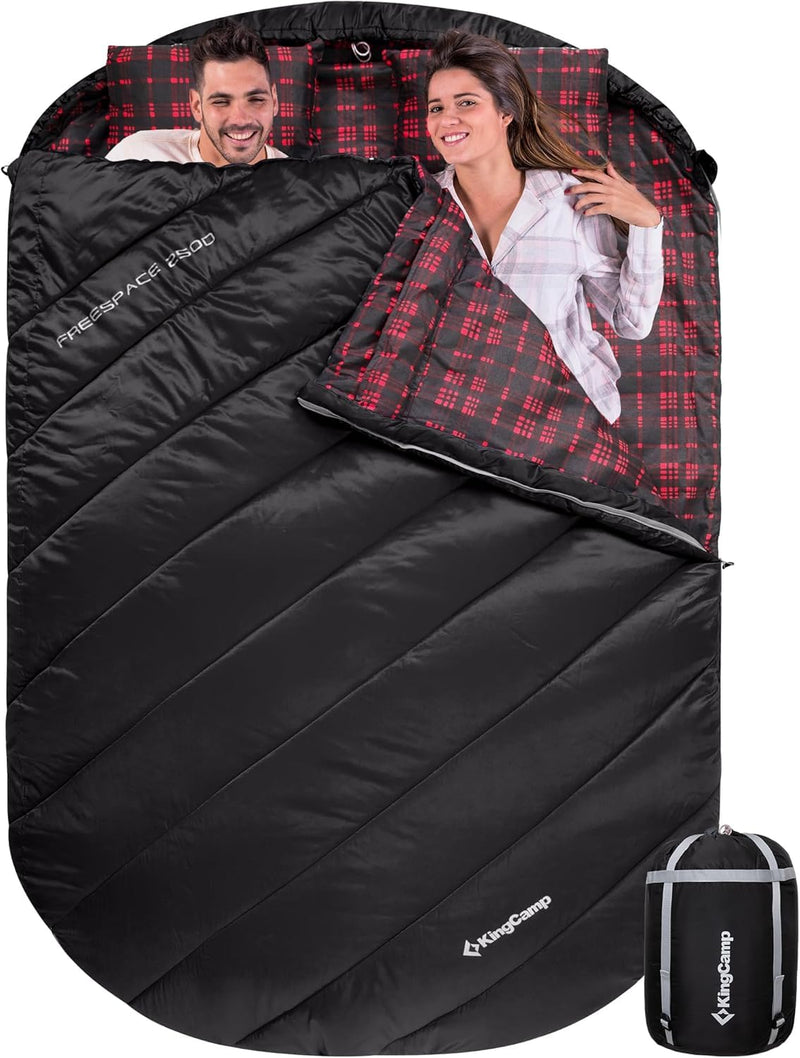 Load image into Gallery viewer, KingCamp FREESPACE 250D Double-Sized Sleeping Bag Black