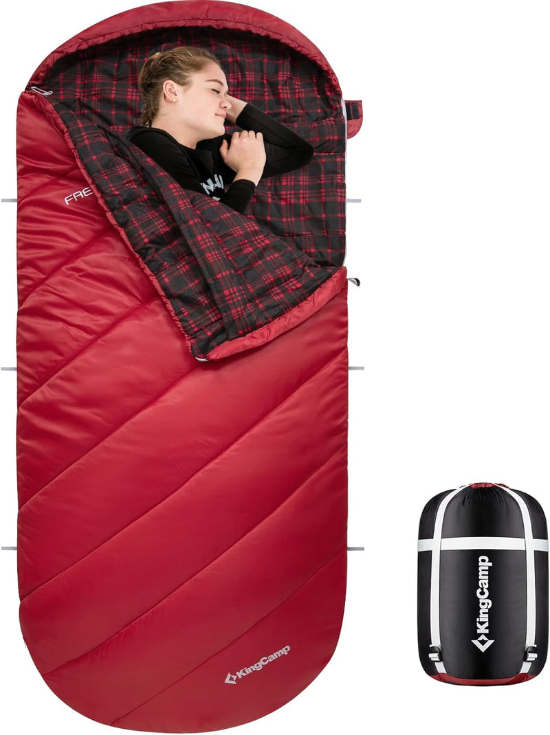 Load image into Gallery viewer, KingCamp FREESPACE 250 3-Season Plus Size Flannel Sleeping Bag