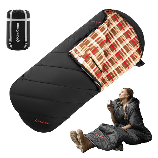 KingCamp FREESPACE 300 Wearable Sleeping Bag – Waterproof, Extra Wide Flannel Camping Sleeping Bag