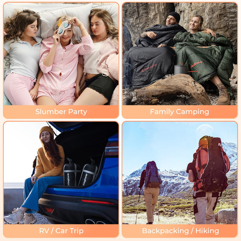 Load image into Gallery viewer, KingCamp FREESPACE 300 Wearable Sleeping Bag – Waterproof, Extra Wide Flannel Camping Sleeping Bag