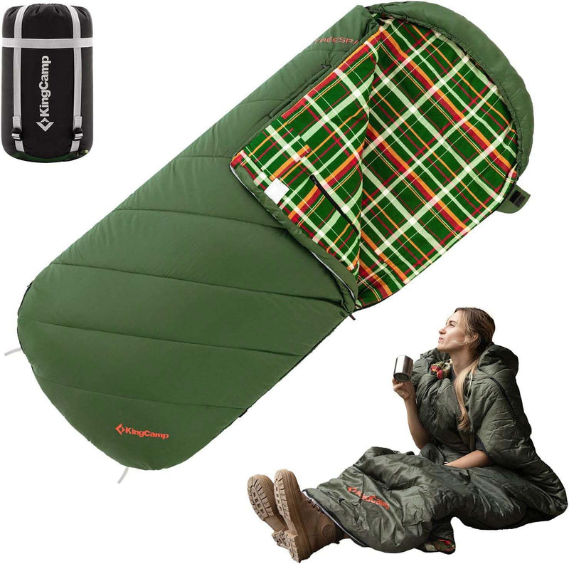 Load image into Gallery viewer, KingCamp FREESPACE 300 Wearable Sleeping Bag – Waterproof, Extra Wide Flannel Camping Sleeping Bag