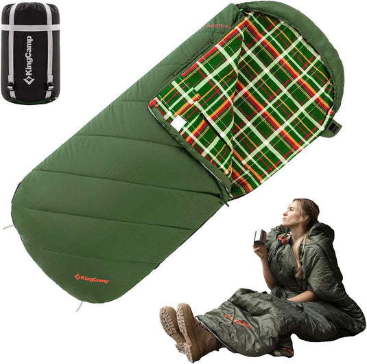 KingCamp FREESPACE 300 Wearable Sleeping Bag – Waterproof, Extra Wide Flannel Camping Sleeping Bag