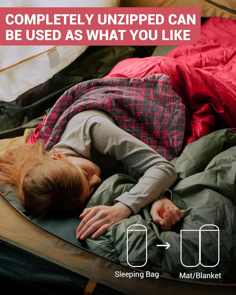 Load image into Gallery viewer, KingCamp FREESPACE 350 Flannel Sleeping Bag-Envelope With Hood